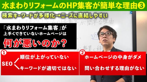 水まわりリフォーム集客がうまくいっていないHPの原因